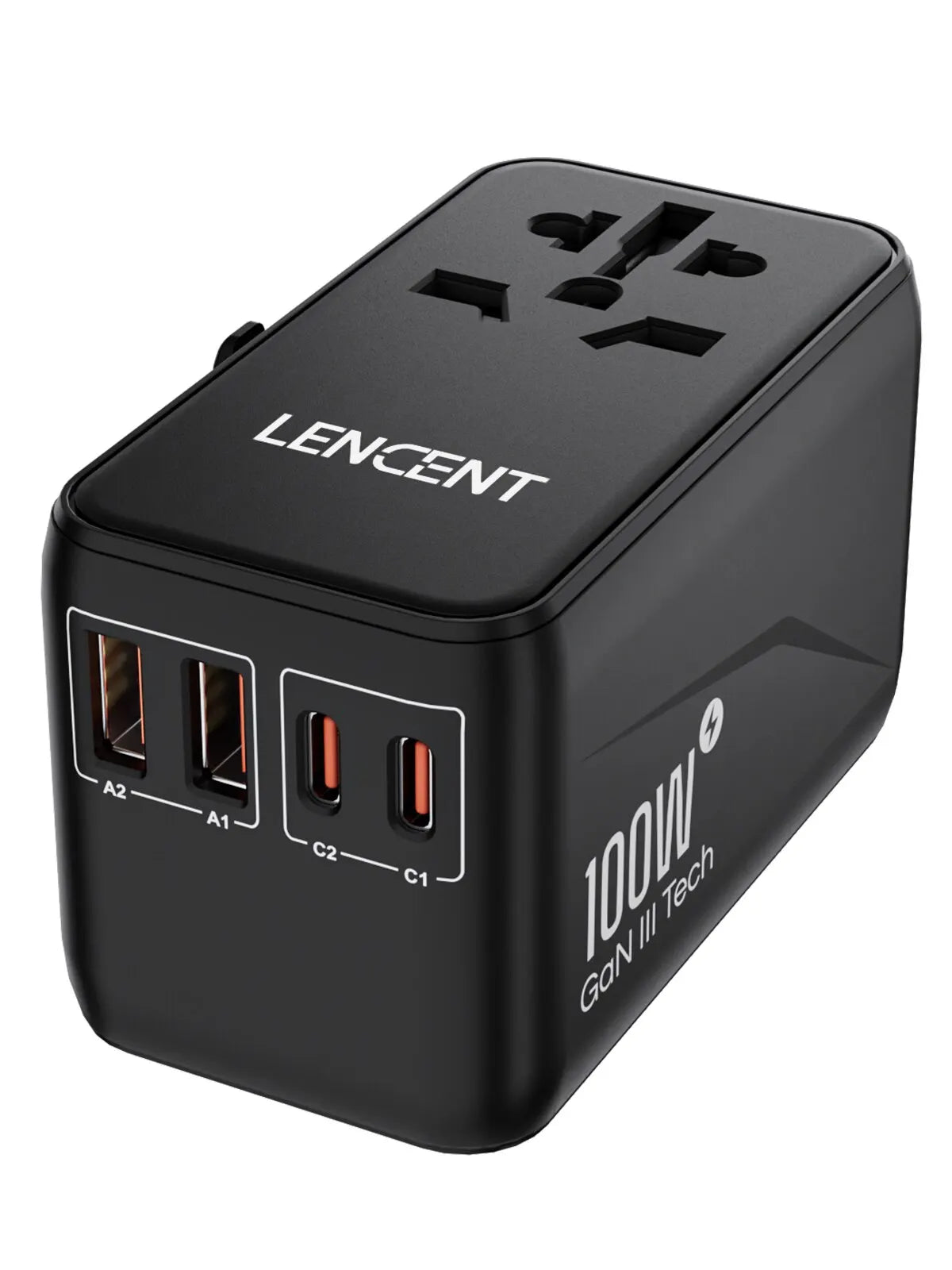 100W Universal Travel Adapter with 2 USB and 2 Type C PD Fast Charging Adapter EU/UK/USA/AUS Plug for Travel