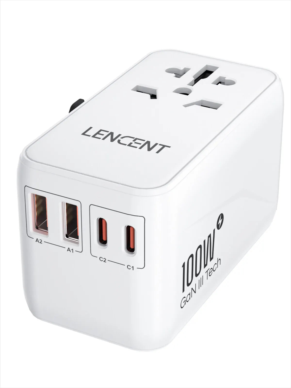 100W Universal Travel Adapter with 2 USB and 2 Type C PD Fast Charging Adapter EU/UK/USA/AUS Plug for Travel