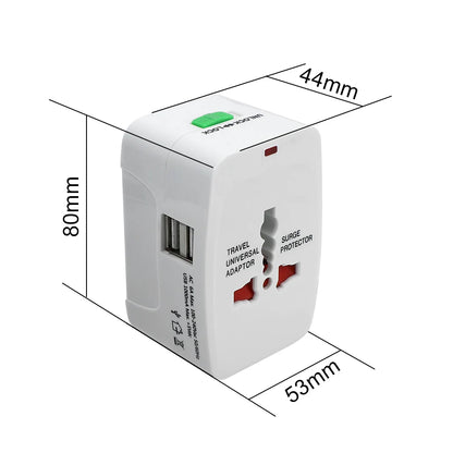 World Travel AU US UK EU Converter Universal AC Power Charger Adapter 2 USB Port International Plug Adapter All in One