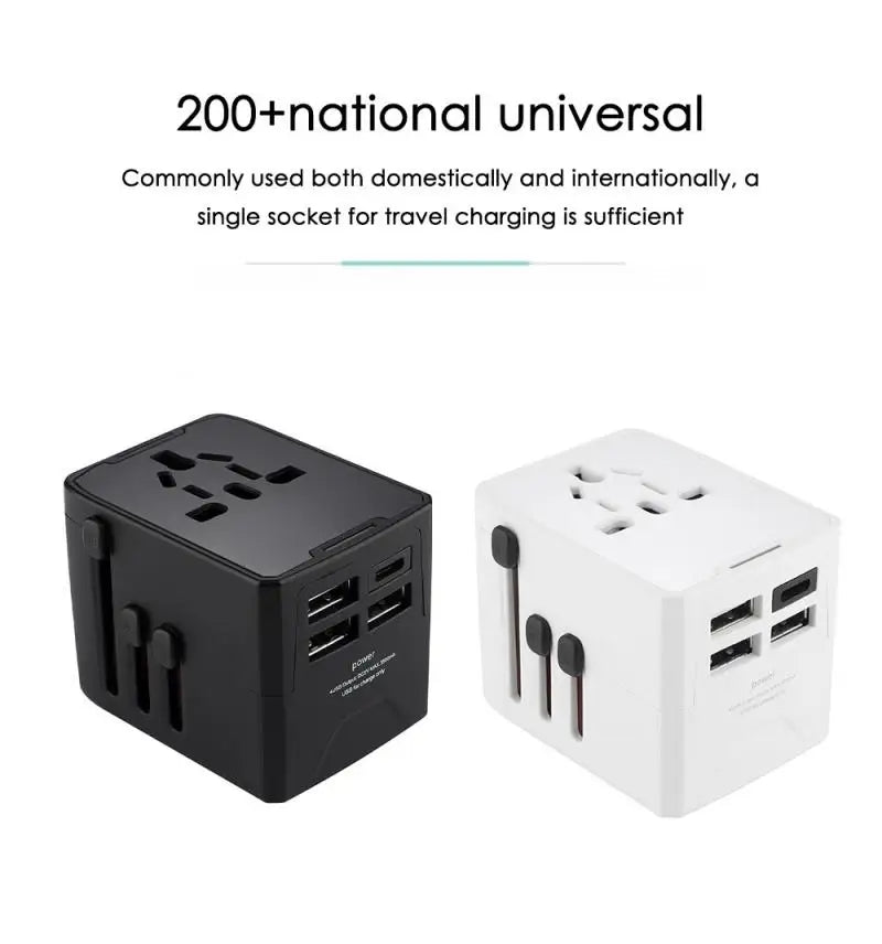 Universal Travel Adapter 5-in-1 Travel Charger Plug with USB Type-C Fast Charging Multi-function EU/UK/USA/AUS