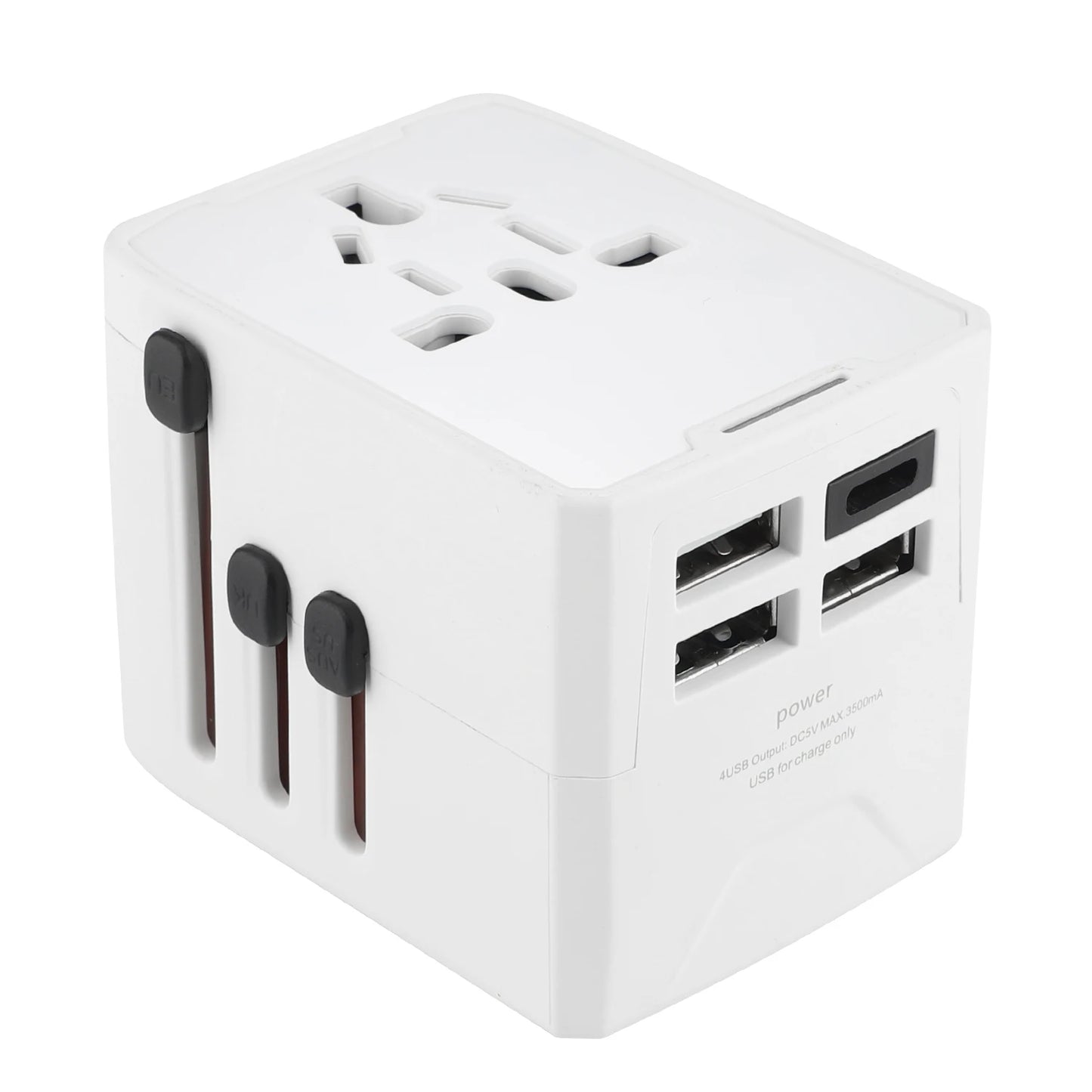 Universal Travel Adapter 5-in-1 Travel Charger Plug with USB Type-C Fast Charging Multi-function EU/UK/USA/AUS