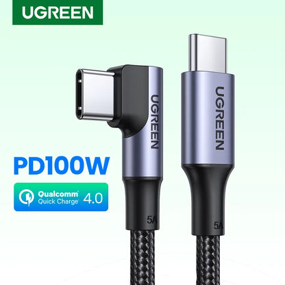 UGREEN 100W USB C To Type C Cable for iPhone 15 Macbook Samsung Xiaomi POCO Games Angle PD Fast Charging Cable Data USB Cable 5A