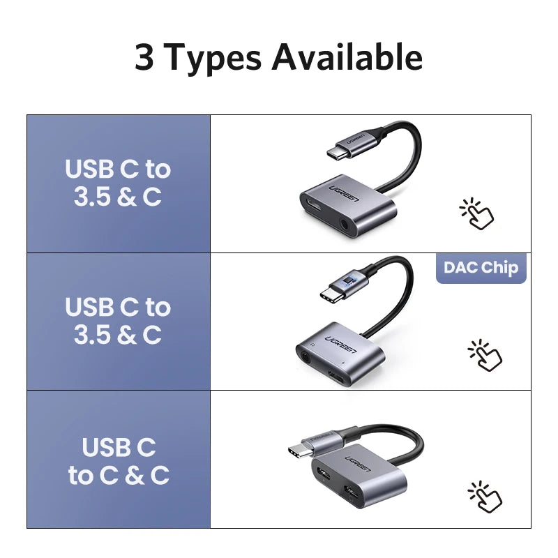 UGREEN USB C to Jack 3.5 Type C Cable Adapter USB Type C 3.5mm AUX Earphone Converter for Huawei P20 Pro Xiaomi Mi 6 8 9 se Note