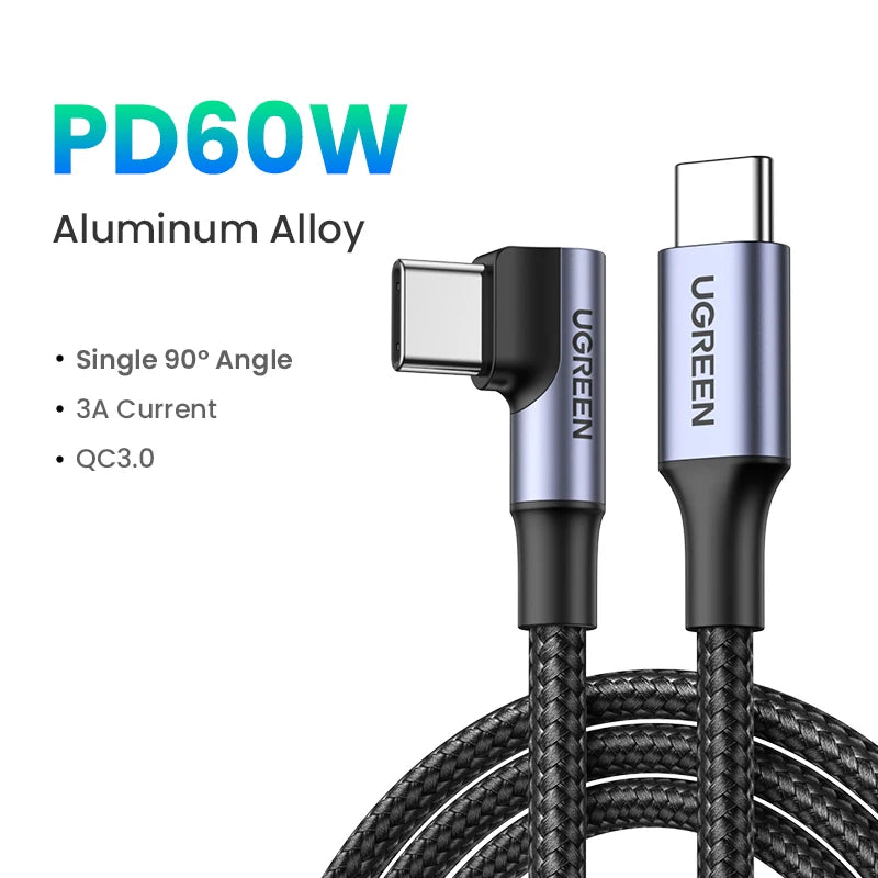 UGREEN 100W USB C To Type C Cable for iPhone 15 Macbook Samsung Xiaomi POCO Games Angle PD Fast Charging Cable Data USB Cable 5A